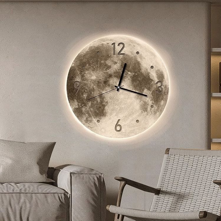 Living Room Moon Glow Creative Clock Wall Sconce