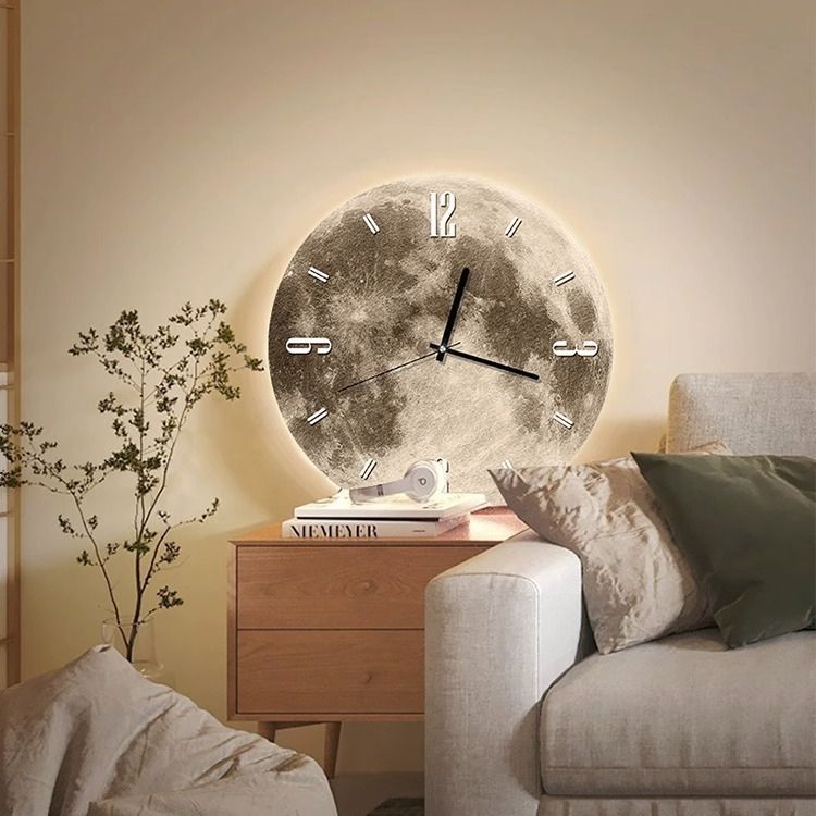 Living Room Moon Glow Creative Clock Wall Sconce
