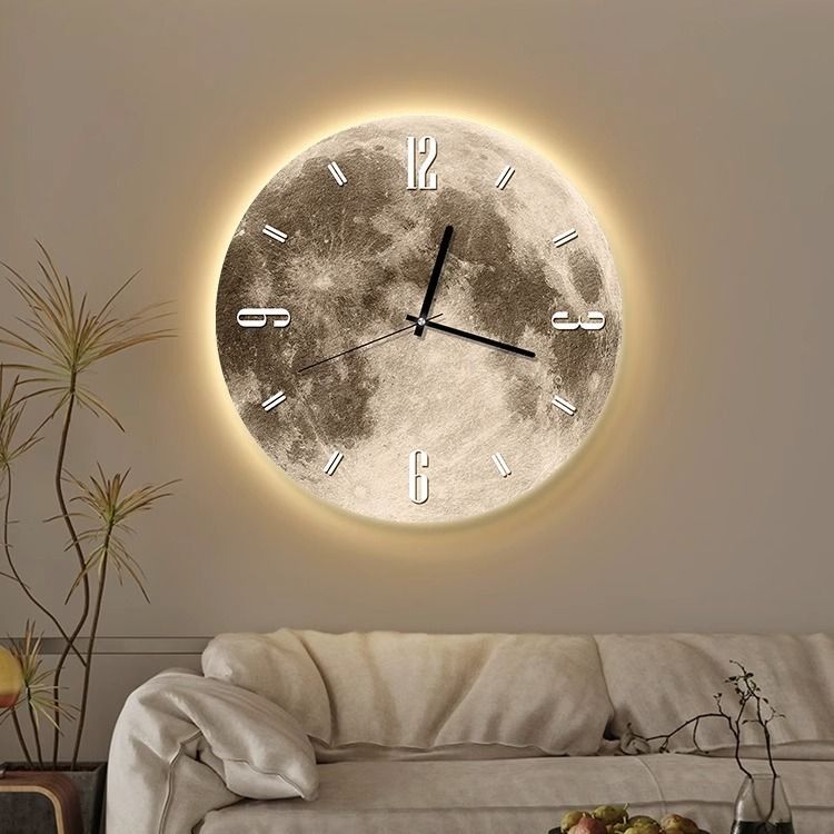 Living Room Moon Glow Creative Clock Wall Sconce
