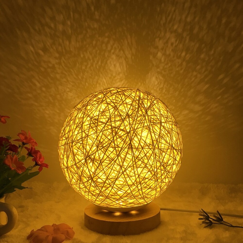 Round Rattan Desk Lamp