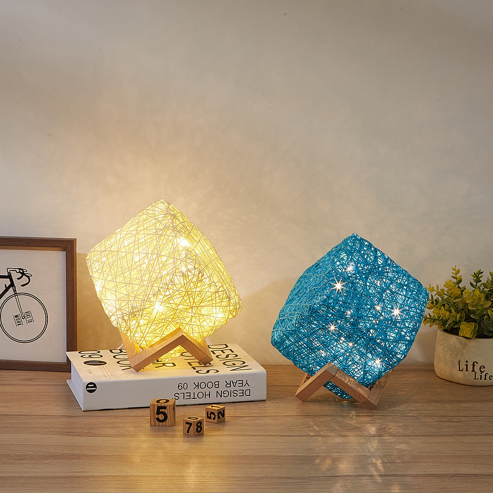 LED Rattan Desk Lamp