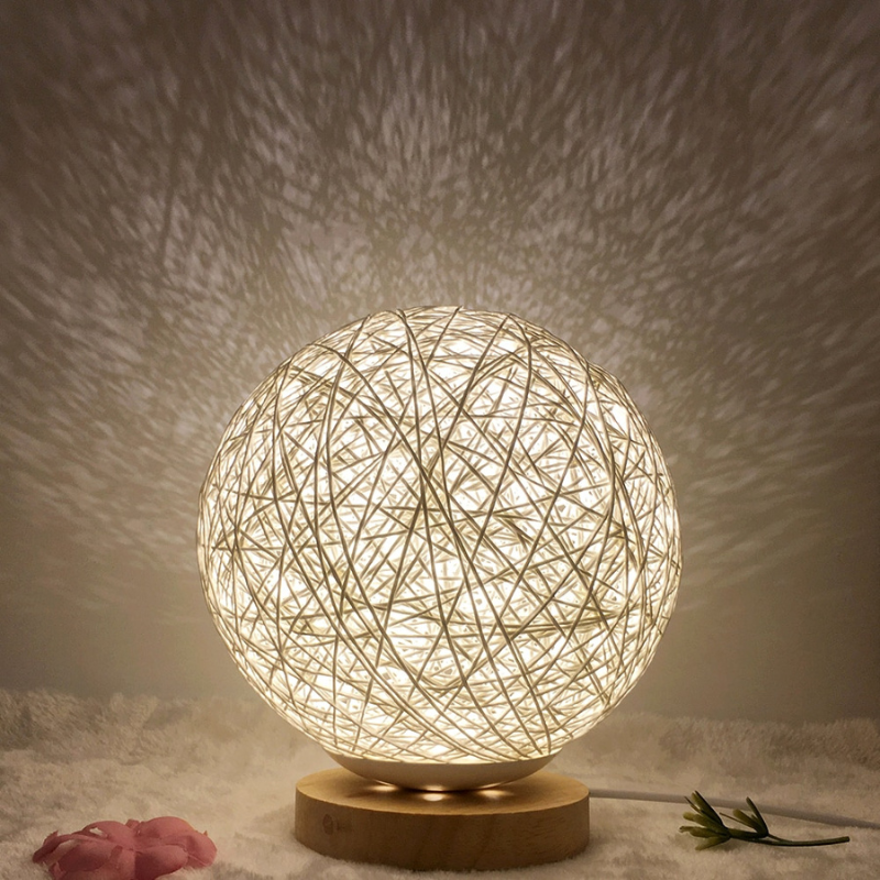 Round Rattan Desk Lamp