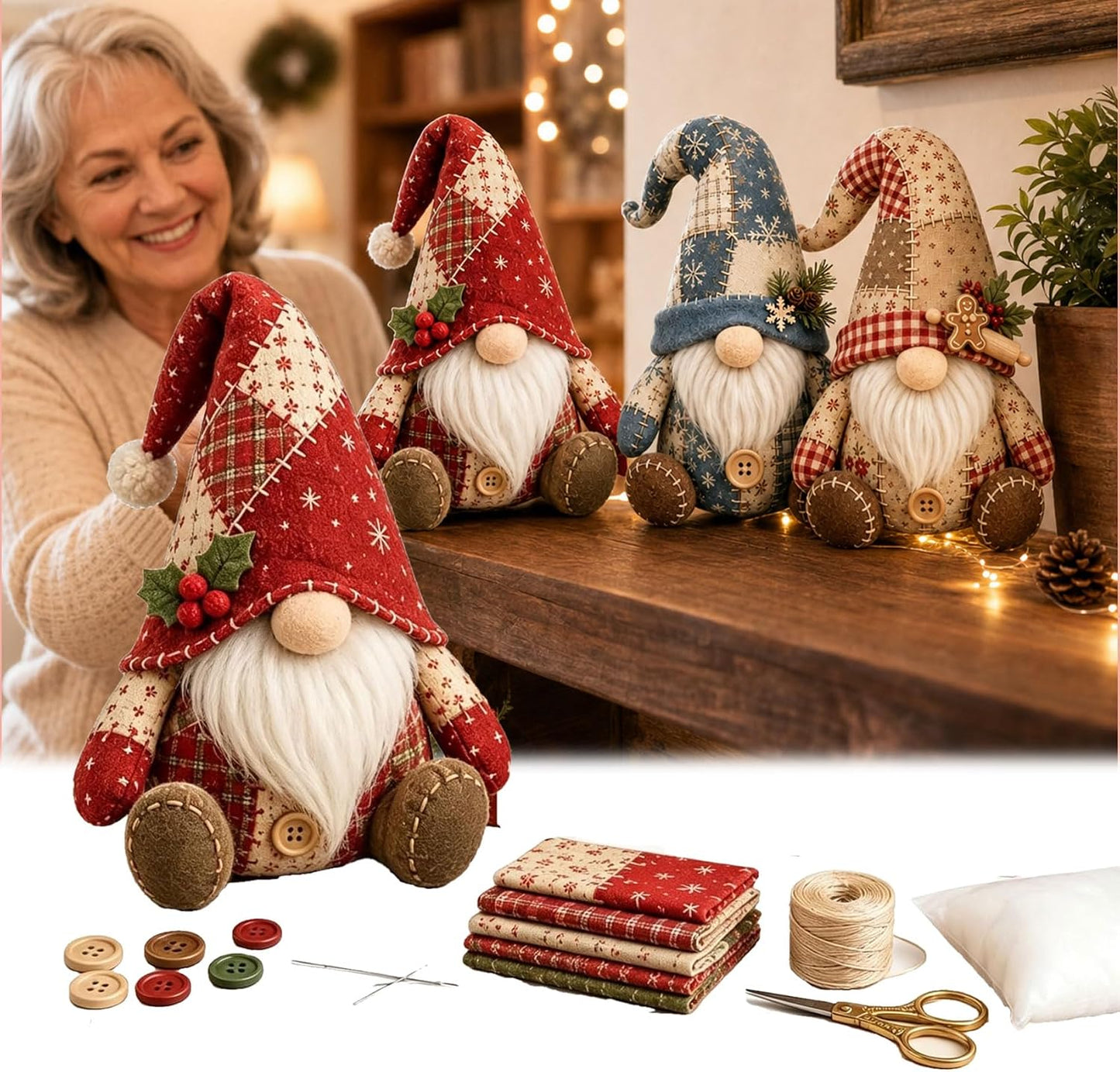🧵Patchwork-Style Gnome DIY Kit – Create Your Own Adorable Animals