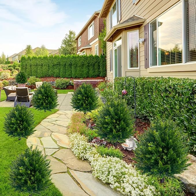 🌳UV Resistant Artificial Cedar Topiary Ball Tree
