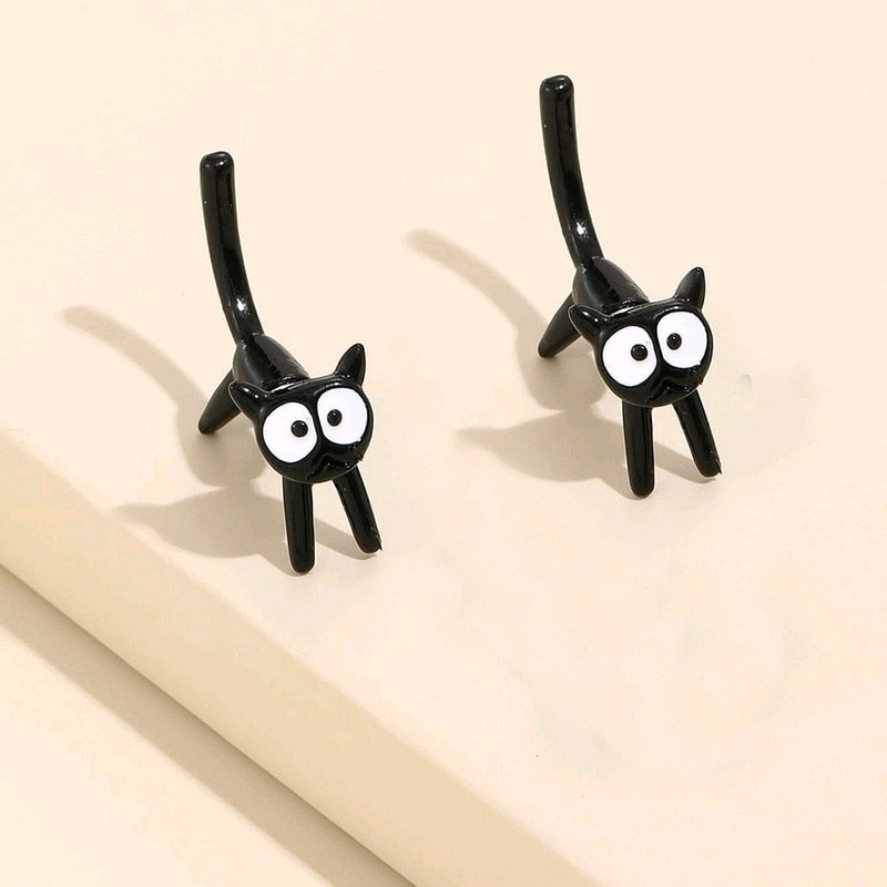 2024 New Funny Small Black Cat Earring for Women Girl Fashion Cute Animal Earrings Fashion Party Jewelry Gifts Wholesale