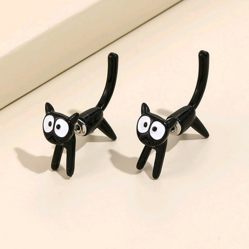 2024 New Funny Small Black Cat Earring for Women Girl Fashion Cute Animal Earrings Fashion Party Jewelry Gifts Wholesale