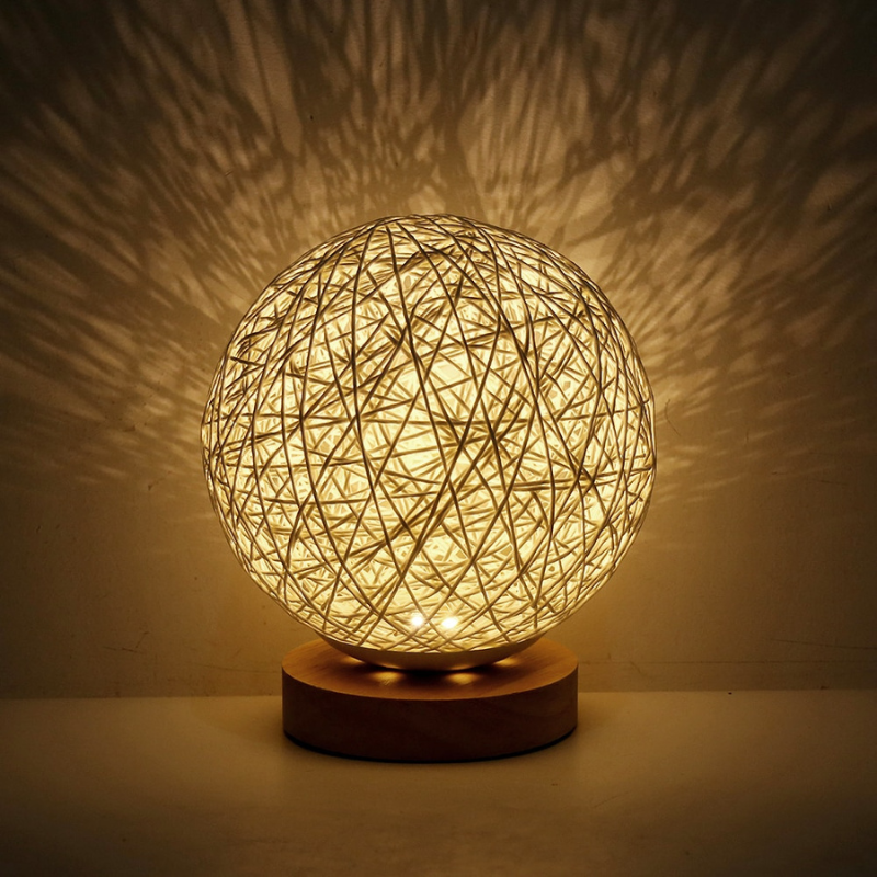 Round Rattan Desk Lamp