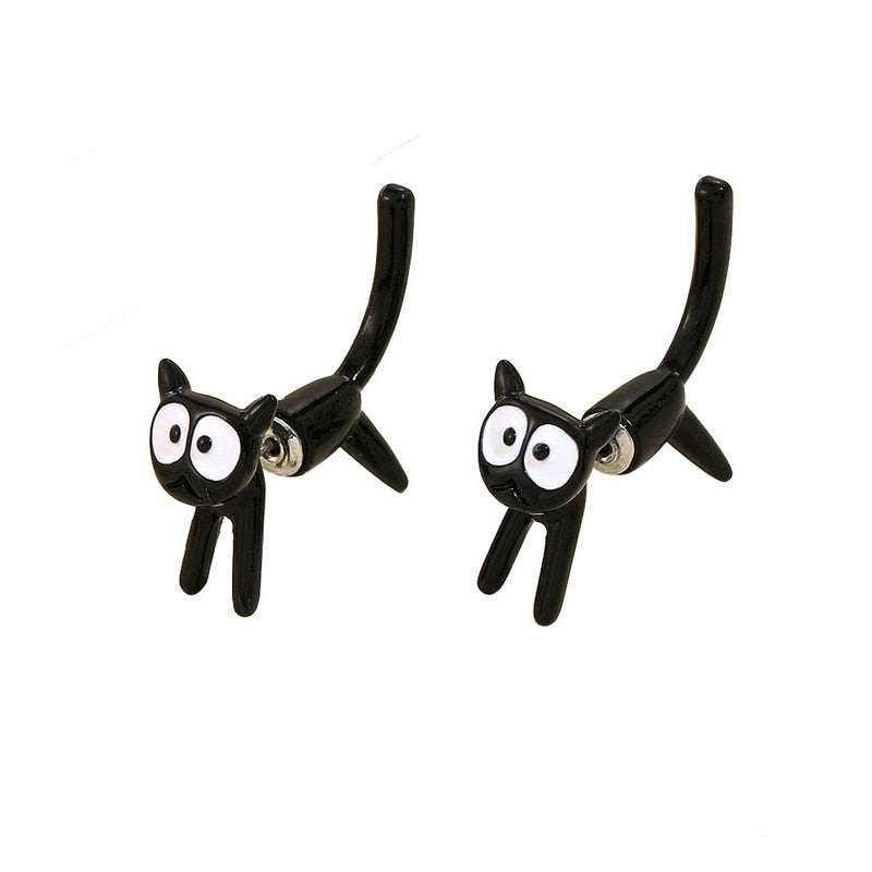 2024 New Funny Small Black Cat Earring for Women Girl Fashion Cute Animal Earrings Fashion Party Jewelry Gifts Wholesale