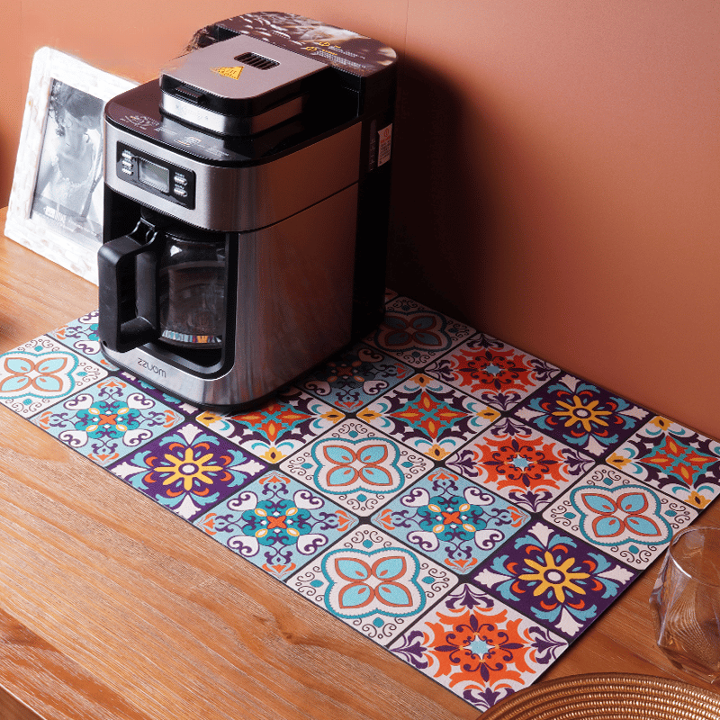 Retro Quick Drying Water Draining Mat For Kitchen Bar Countertops