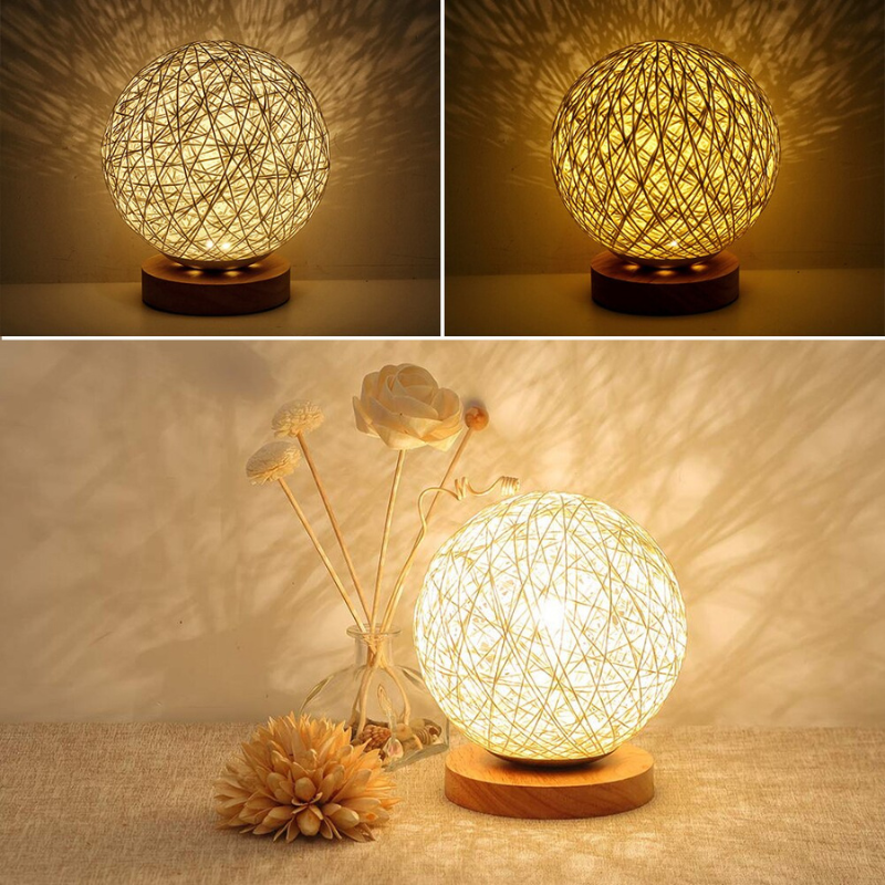 Round Rattan Desk Lamp