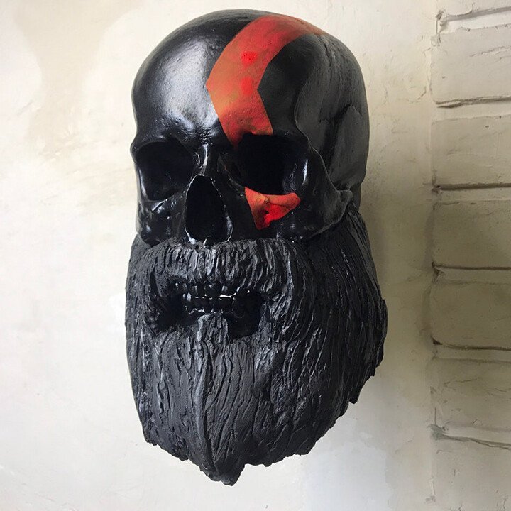 Motorcycle Helmet Skull With Beard-Helmet Rack