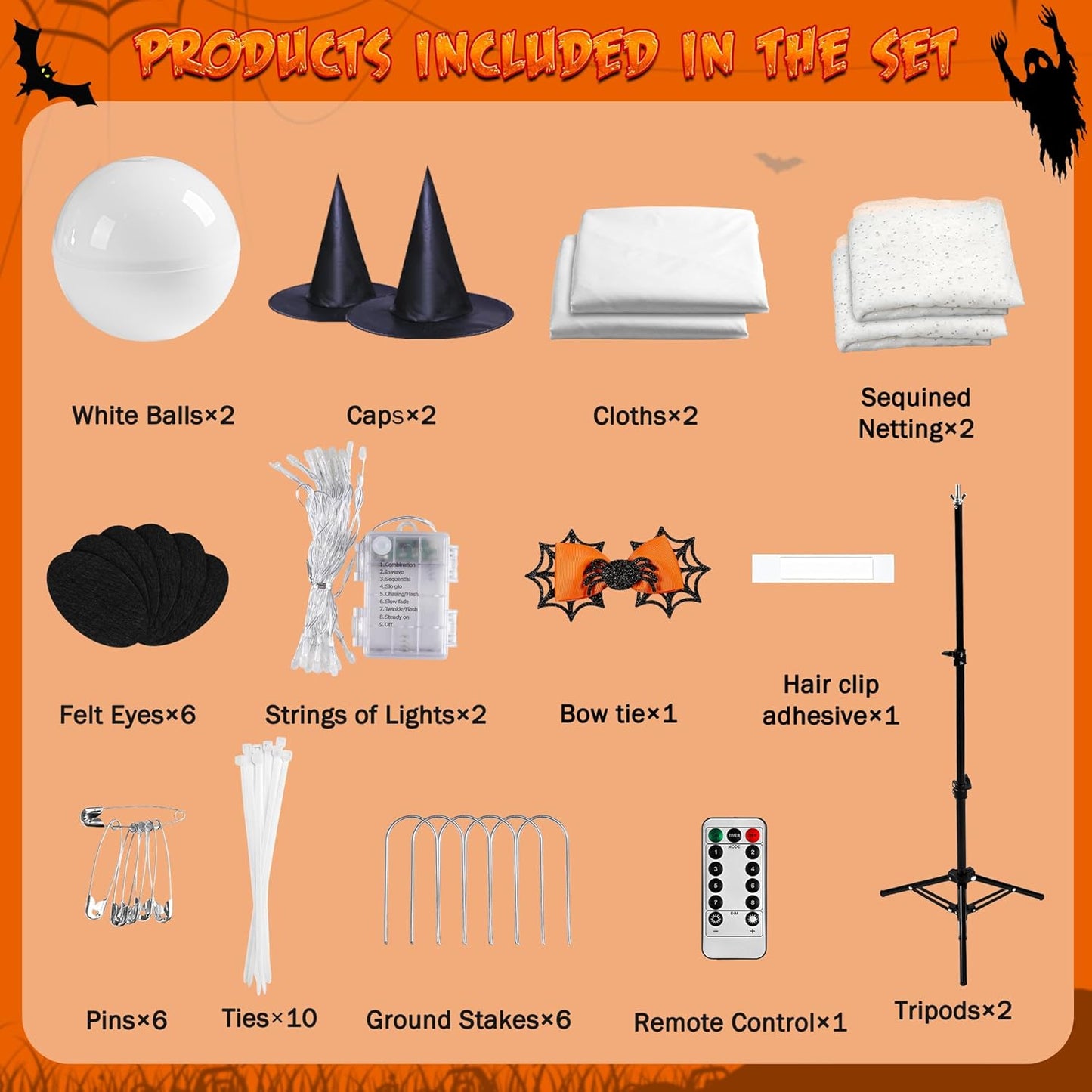 Halloween Spooky Ghost with String Lights(2 Packs)