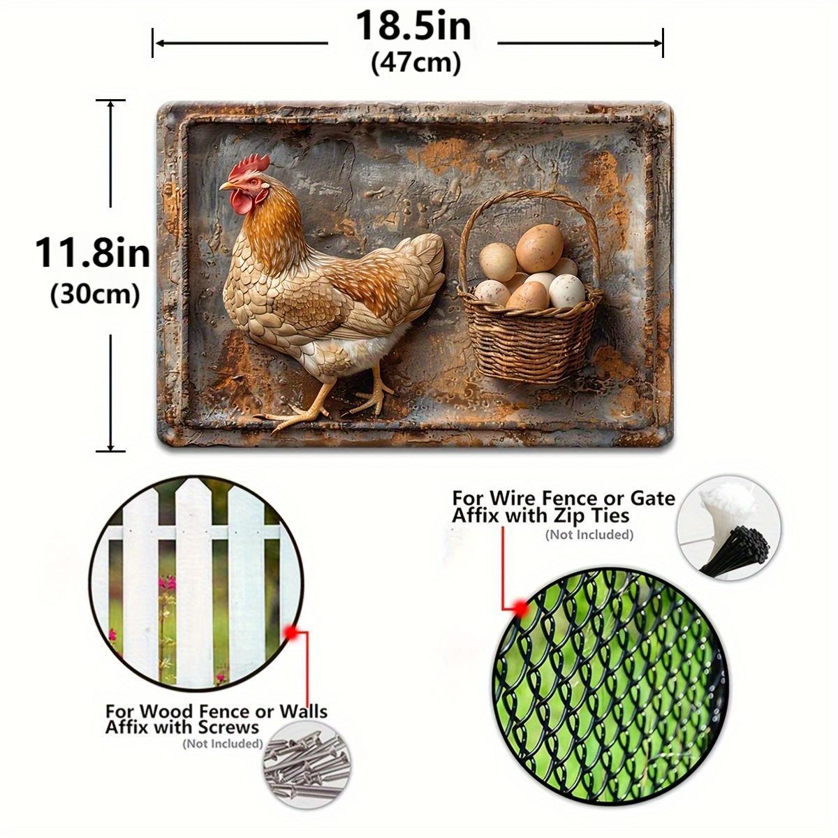 Vintage Chicken & Fresh Eggs Metal Sign-Rustic Wall Decor