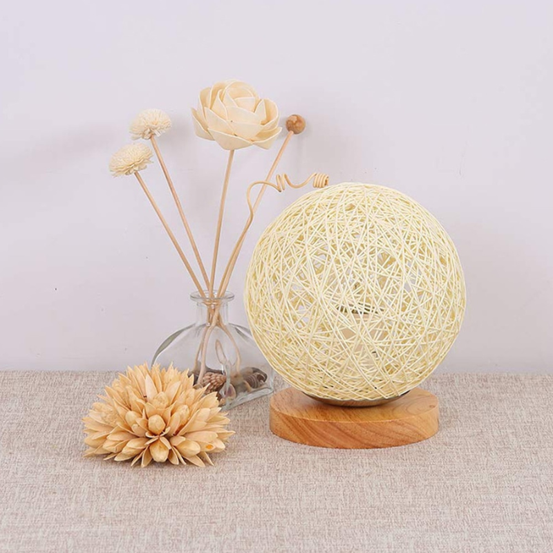 Round Rattan Desk Lamp