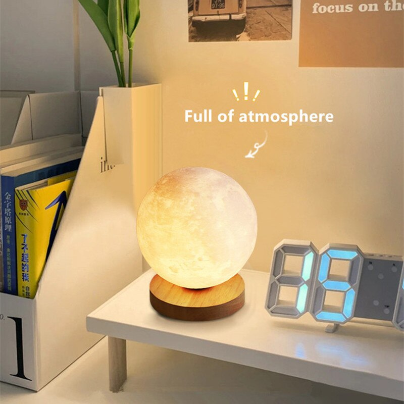 3D Rotating Moon Night Light