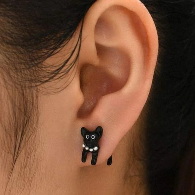2024 New Funny Small Black Cat Earring for Women Girl Fashion Cute Animal Earrings Fashion Party Jewelry Gifts Wholesale