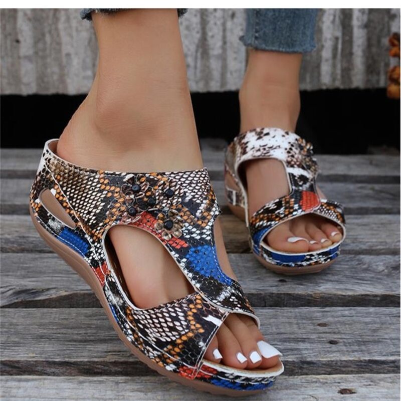 🌈 Premium Slip-On Orthopedic Diabetic Wedge Sandals For Women