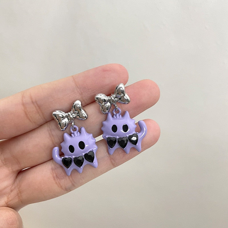 2024 New Funny Small Black Cat Earring for Women Girl Fashion Cute Animal Earrings Fashion Party Jewelry Gifts Wholesale
