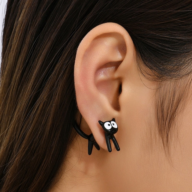 2024 New Funny Small Black Cat Earring for Women Girl Fashion Cute Animal Earrings Fashion Party Jewelry Gifts Wholesale