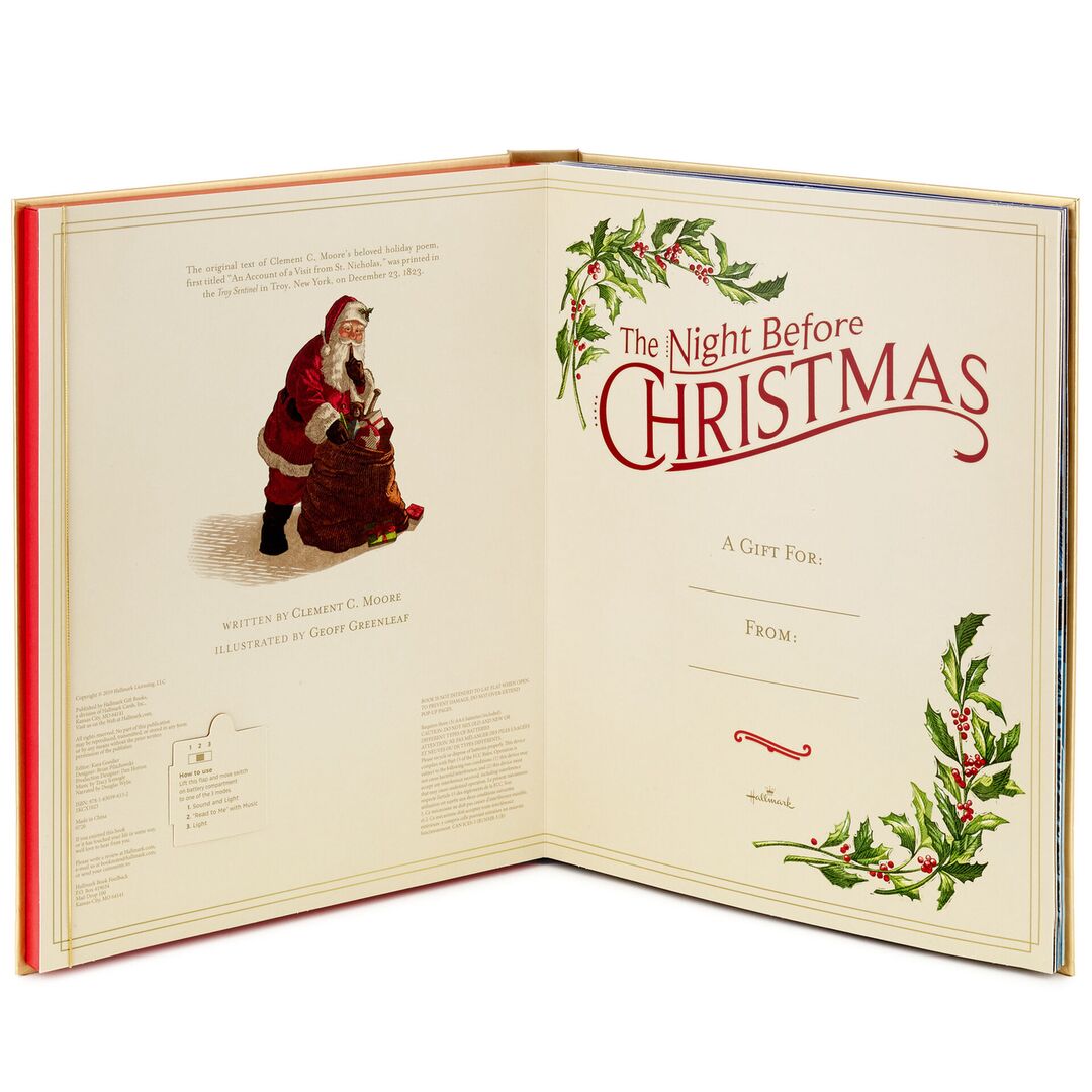 ๐
The Night Before Christmas Pop-Up Book With Light and Sound