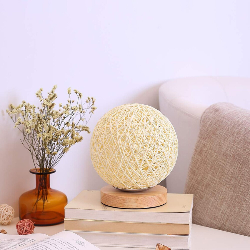 Round Rattan Desk Lamp