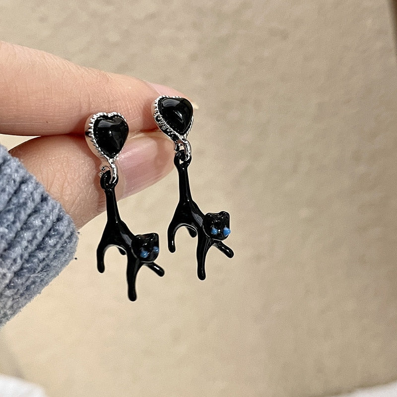 2024 New Funny Small Black Cat Earring for Women Girl Fashion Cute Animal Earrings Fashion Party Jewelry Gifts Wholesale