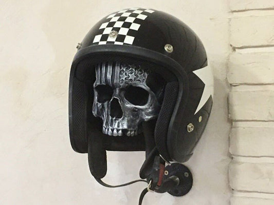 Motorcycle Helmet Skull With Beard-Helmet Rack