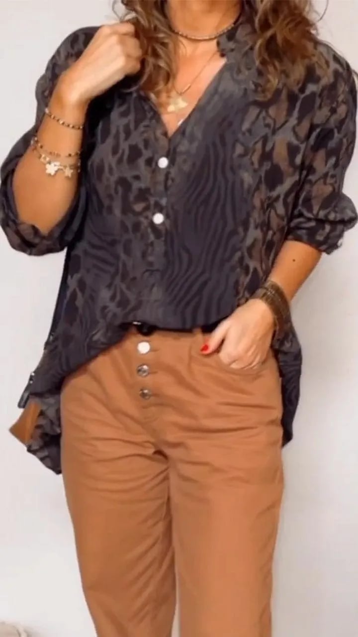 Women's V-neck Leopard Print Mid-sleeve Casual Top (Buy 2 Free Shipping)