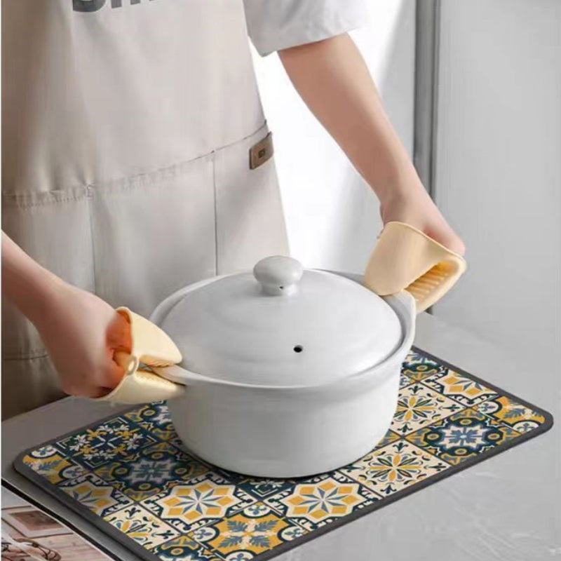 Retro Quick Drying Water Draining Mat For Kitchen Bar Countertops