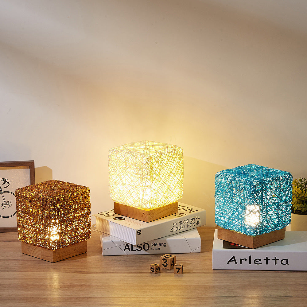 LED Rattan Desk Lamp