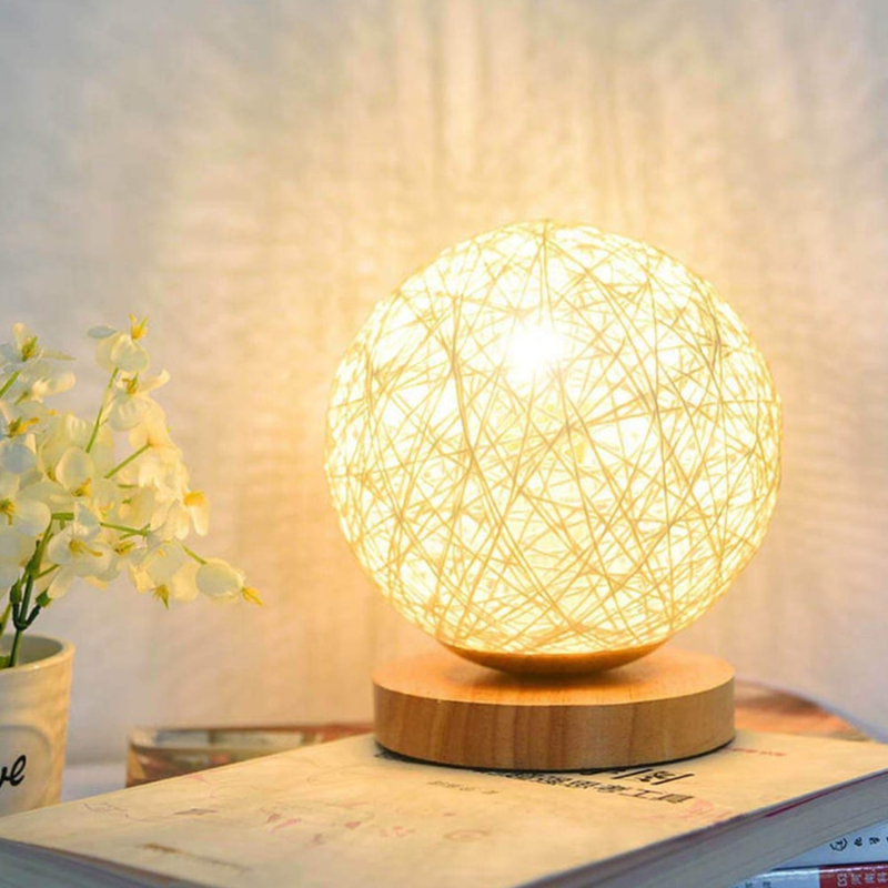 Round Rattan Desk Lamp