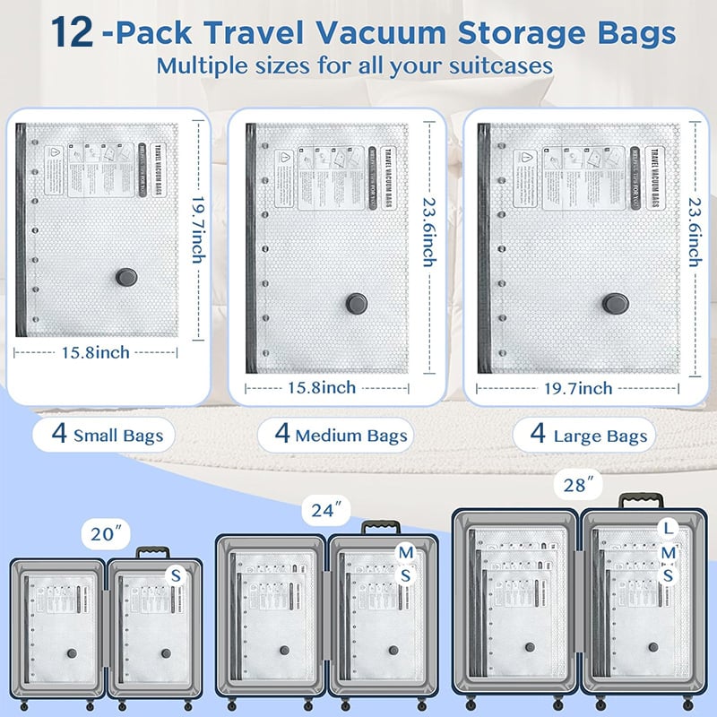 Cordless Travel Vacuum Storage Bag Set