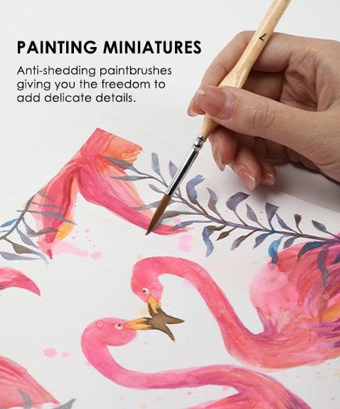 11 Pcs Miniature Detail Paint Brush Set With Natural Wood Handle