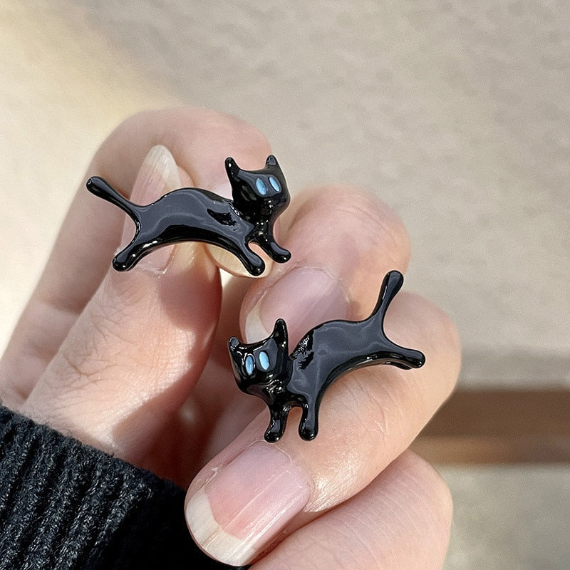 2024 New Funny Small Black Cat Earring for Women Girl Fashion Cute Animal Earrings Fashion Party Jewelry Gifts Wholesale