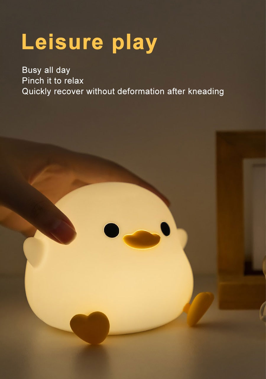 LED Cute Duck light- Cartoon Animals Silicone Lamp