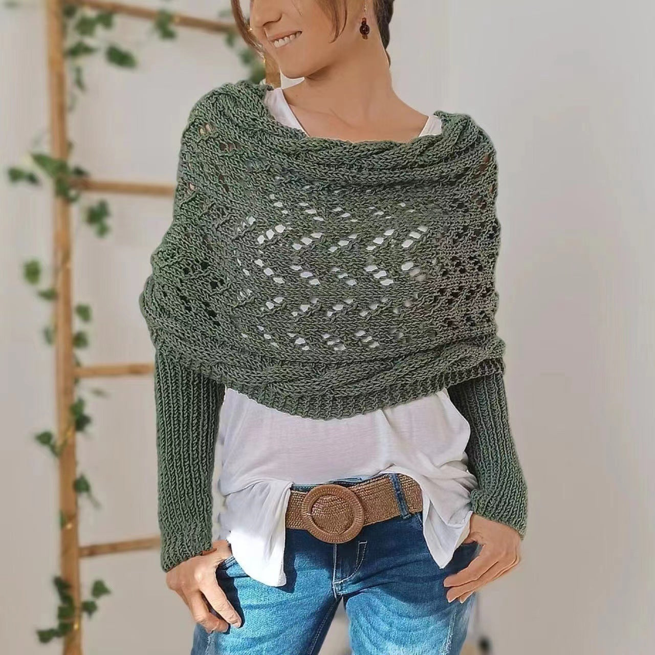 Knitted Cable Wrap, Shrugs For Women, Knitted Wrap