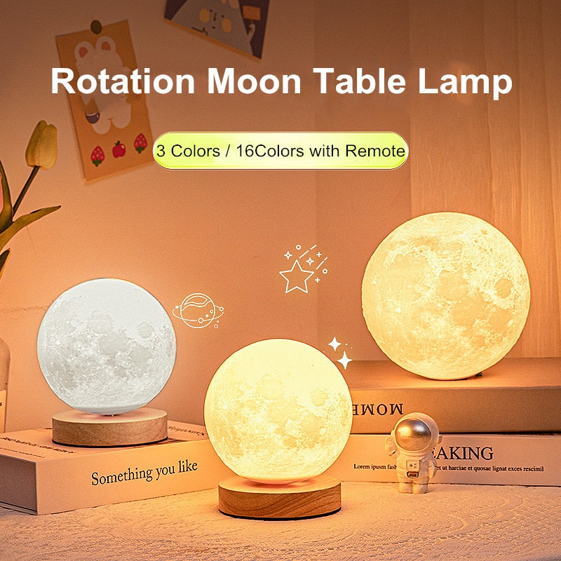 3D Rotating Moon Night Light