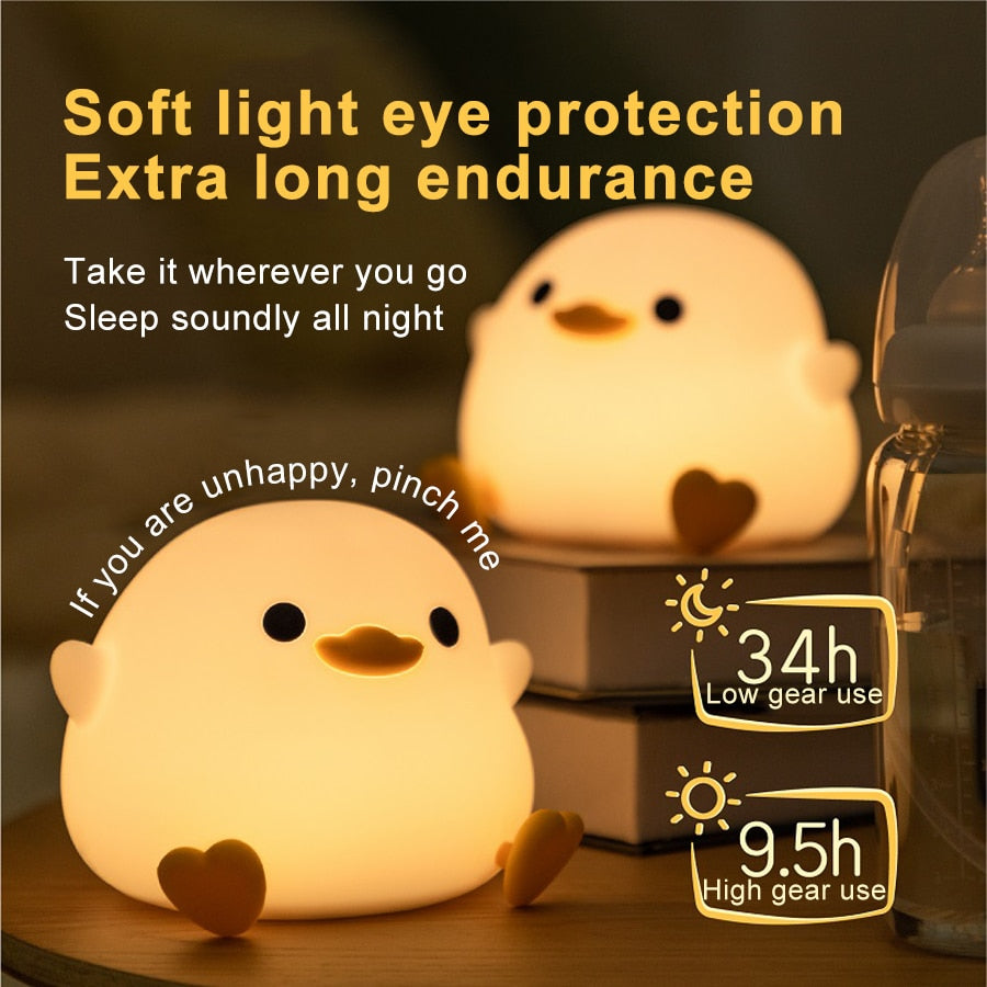 LED Cute Duck light- Cartoon Animals Silicone Lamp
