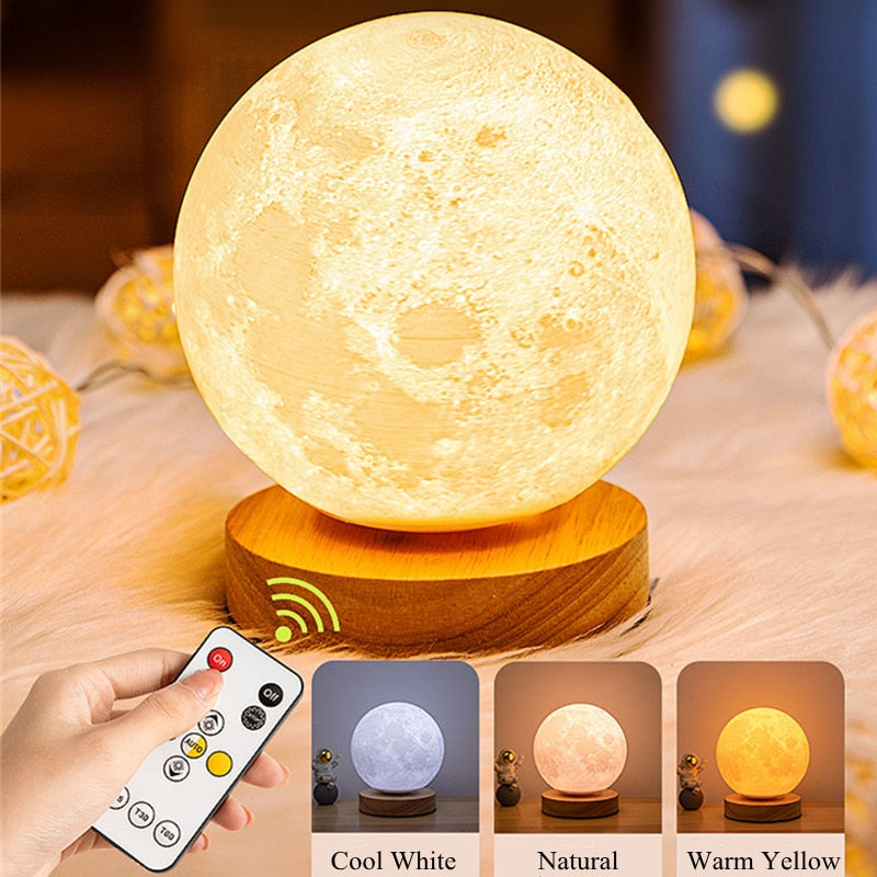 3D Rotating Moon Night Light