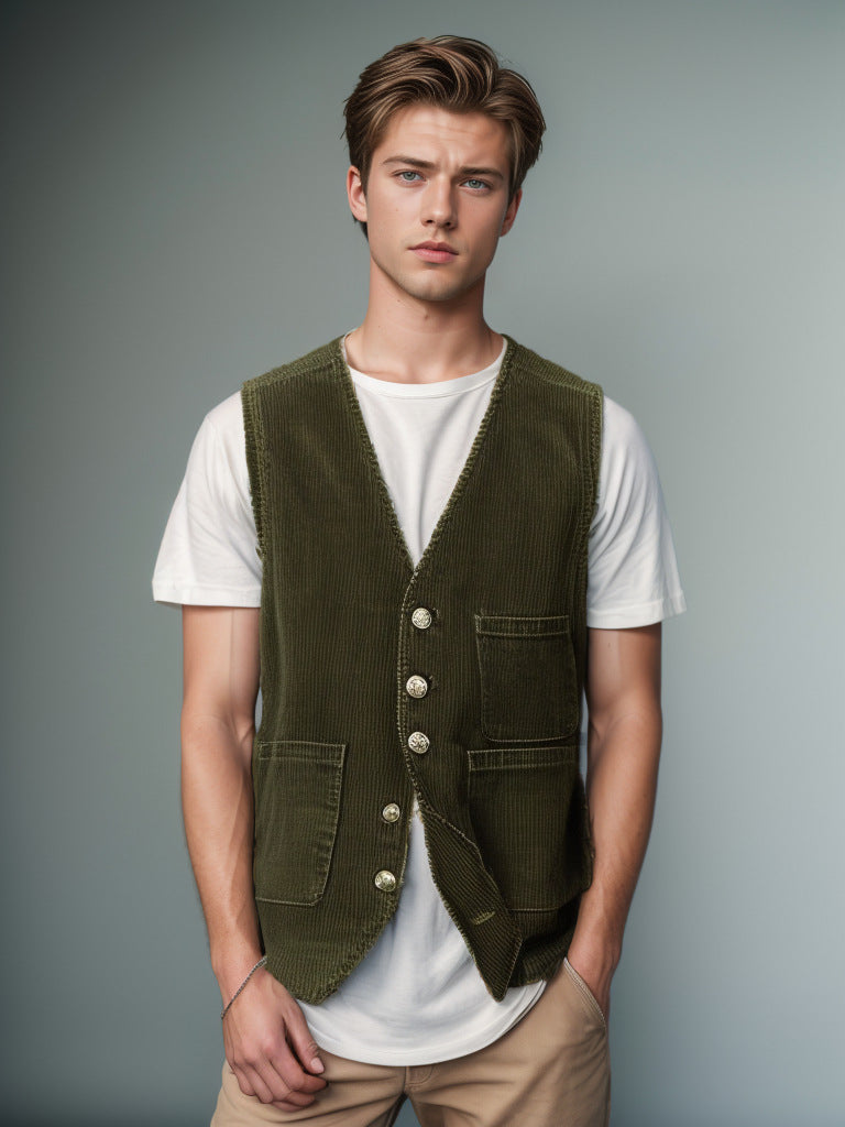 Men's Vintage Corduroy Lapel Jacket【Free shipping】