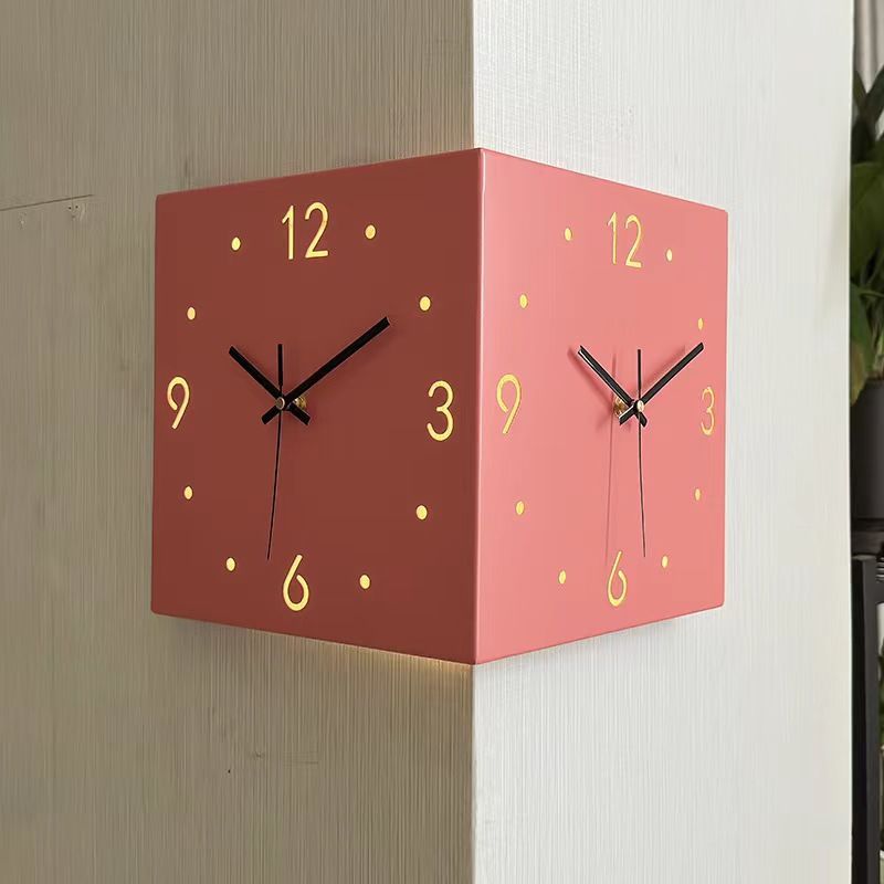 New Living Room Corner Double-Sided Luminous Creative Clock Wall Lamp