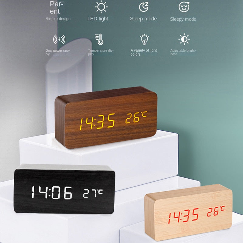 Timeless LED Wood Alarm Clock