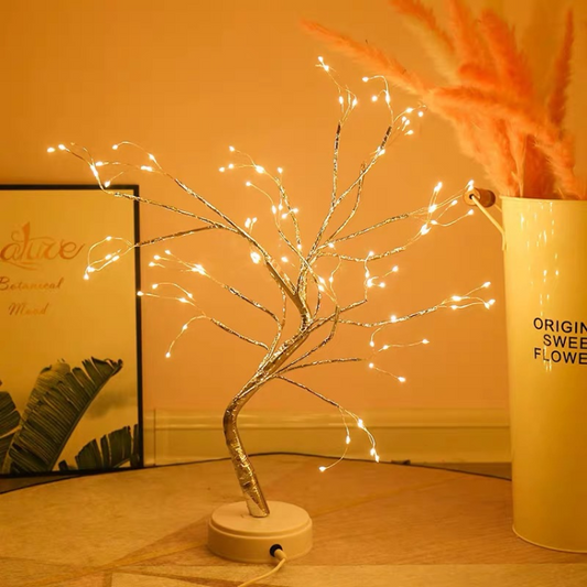 Tree Branch Light with Warm Yellow Bulbs