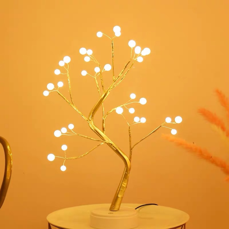 Tree Branch Light with Warm Yellow Bulbs