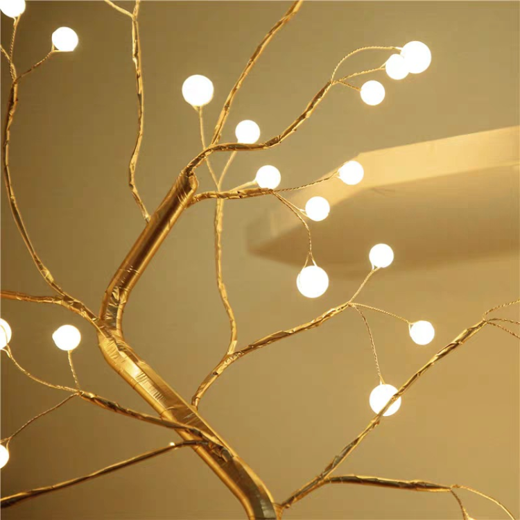 Tree Branch Light with Warm Yellow Bulbs