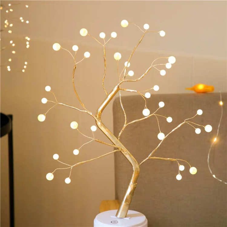 Tree Branch Light with Warm Yellow Bulbs