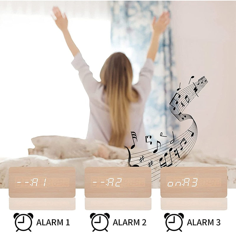 Timeless LED Wood Alarm Clock