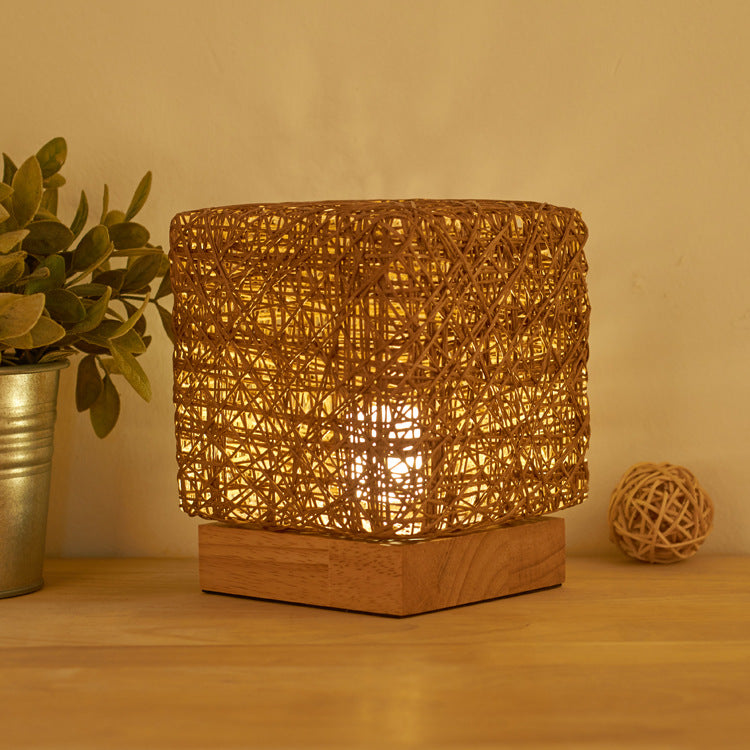 LED Rattan Desk Lamp