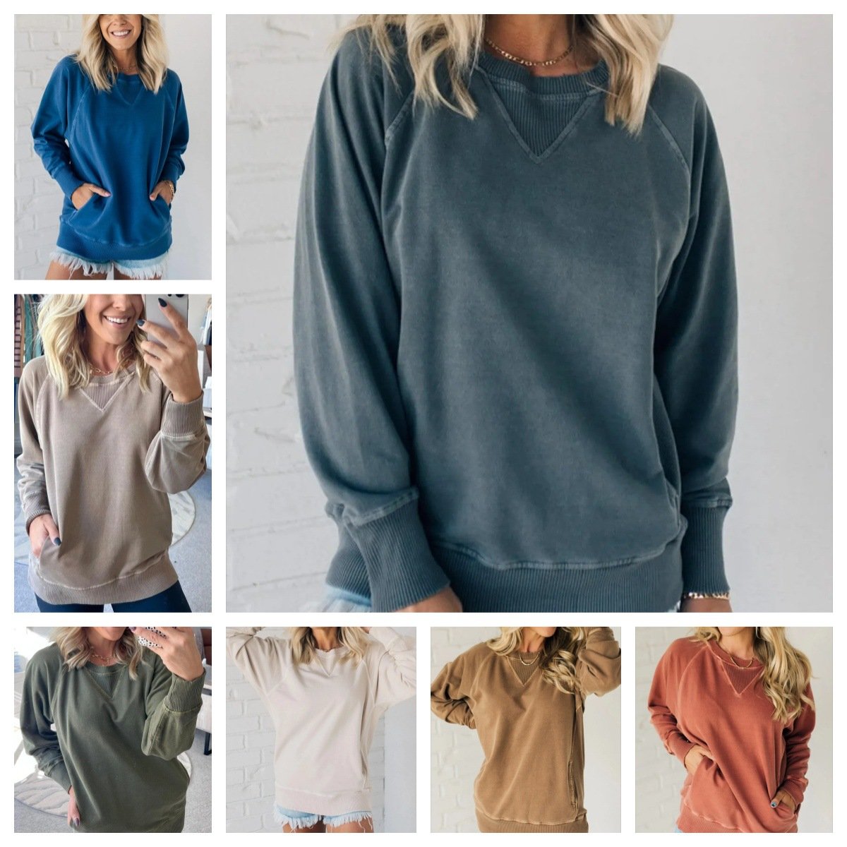 Women's Ribbed Accent Pocketed Pullover