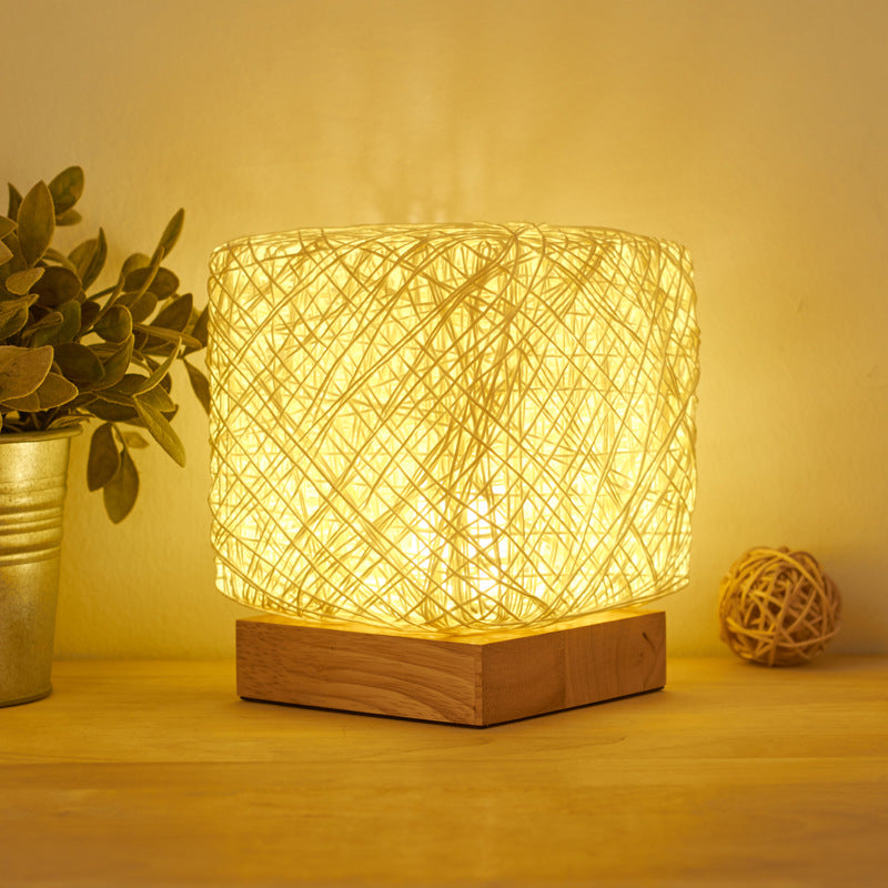 LED Rattan Desk Lamp